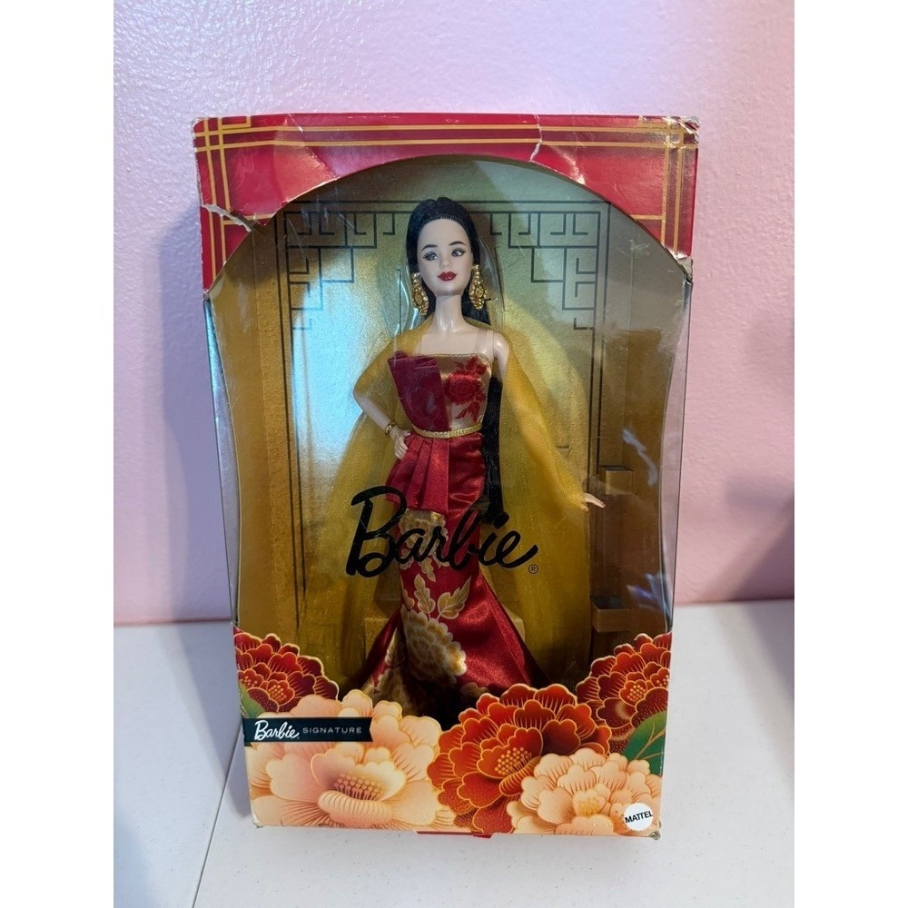 Barbie Signature Lunar New Year Doll Red Gown Peony Print JJX83 Mattel